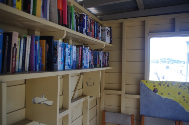 Free community library on the wharf.